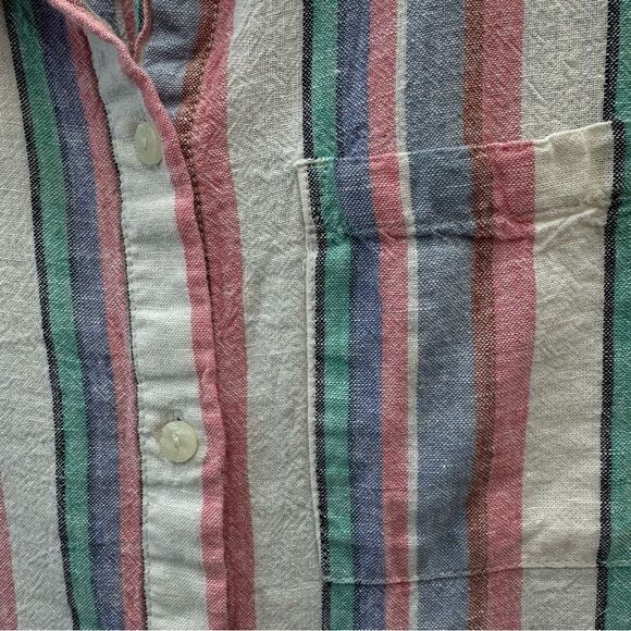 Orvis linen blend button down short sleeve blouse women's medium - Picture 2 of 5